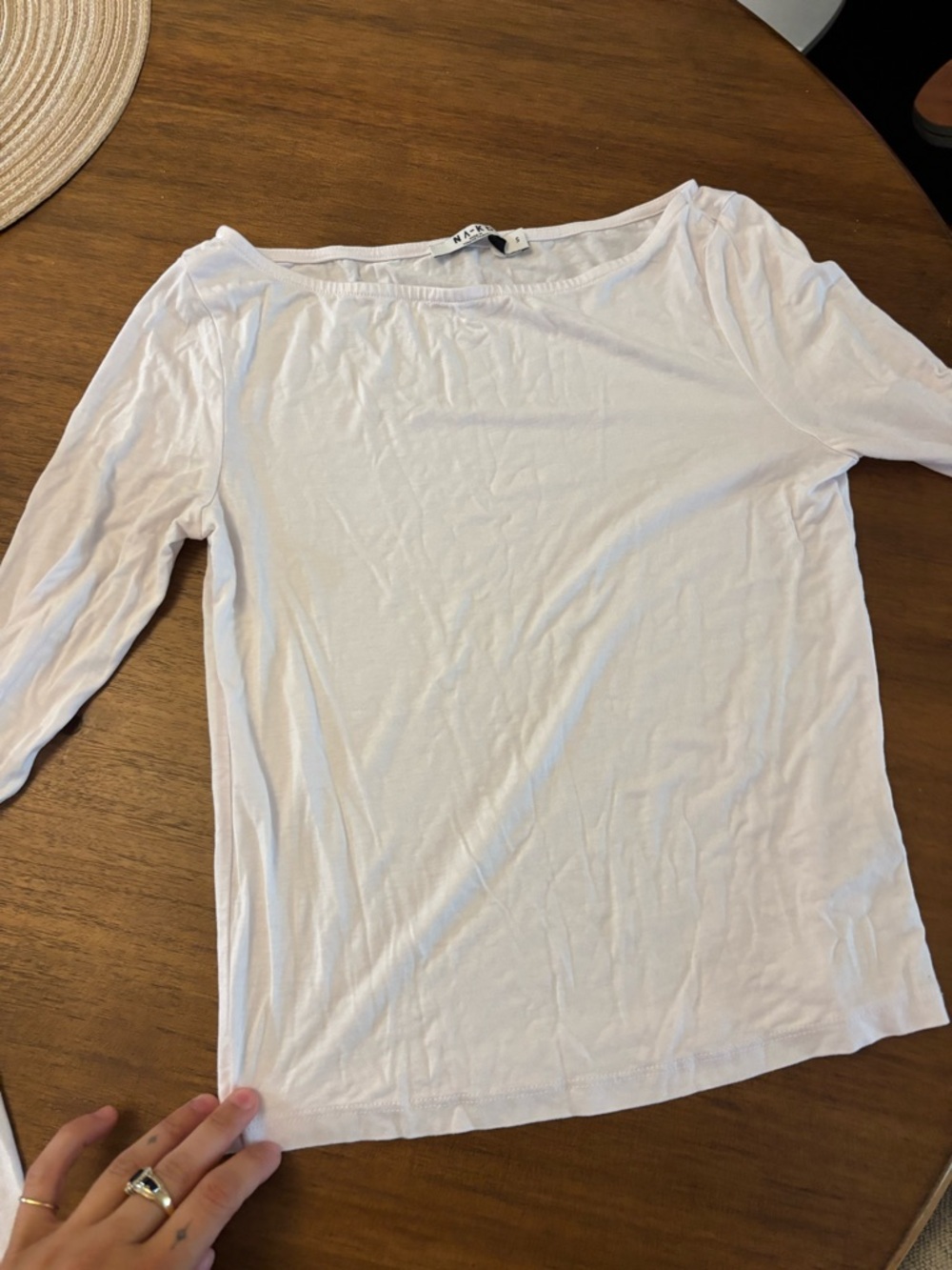 Basic White Long Sleeve Boat Neck Women's Top